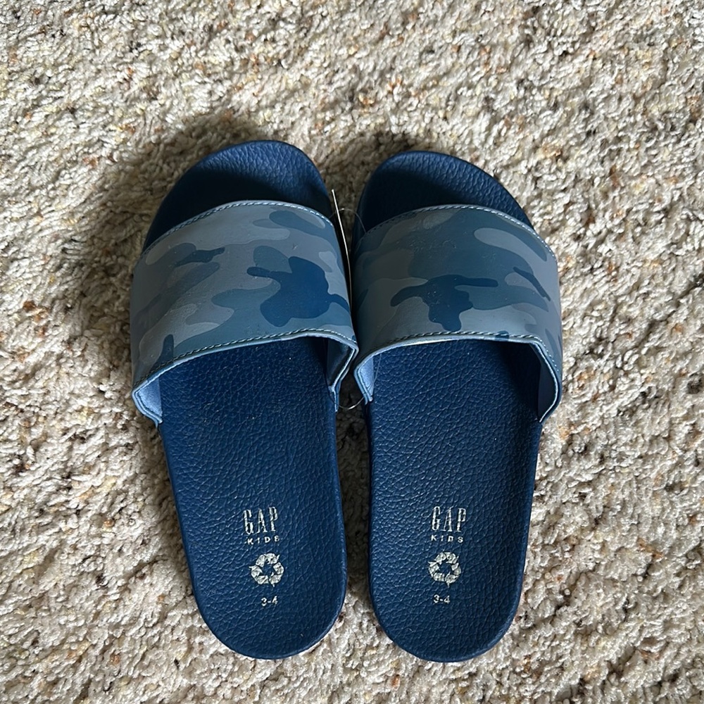 GAP Kids Blue Camouflage Slide Sandals